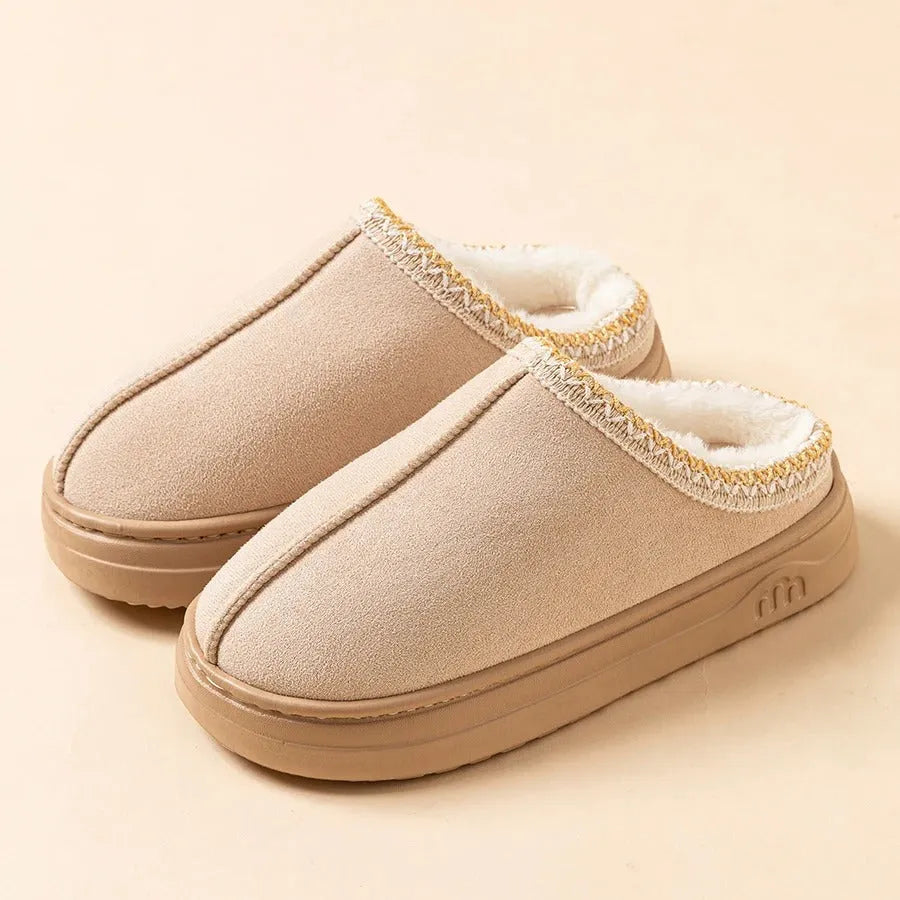 Fleece Thick Sole Outdoor Slip-On Cotton Moccasin Winter New Women's Snow Boots Shoes