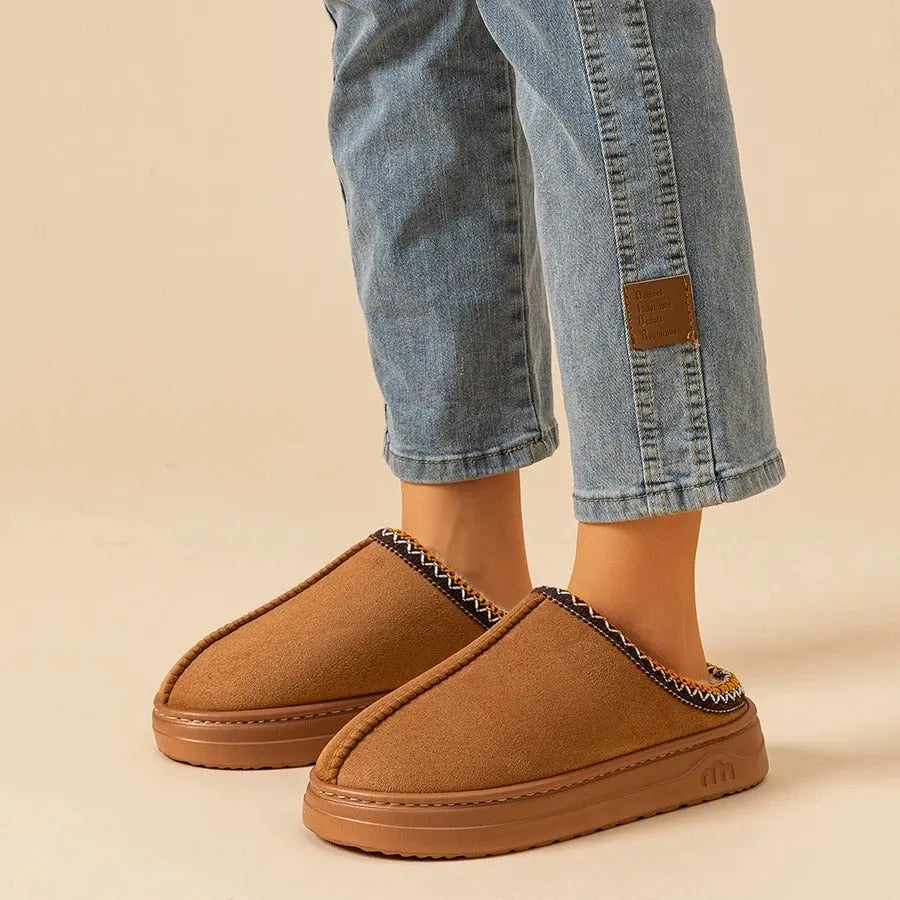 Fleece Thick Sole Outdoor Slip-On Cotton Moccasin Winter New Women's Snow Boots Shoes