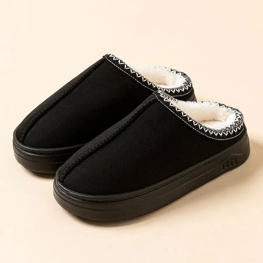 Fleece Thick Sole Outdoor Slip-On Cotton Moccasin Winter New Women's Snow Boots Shoes